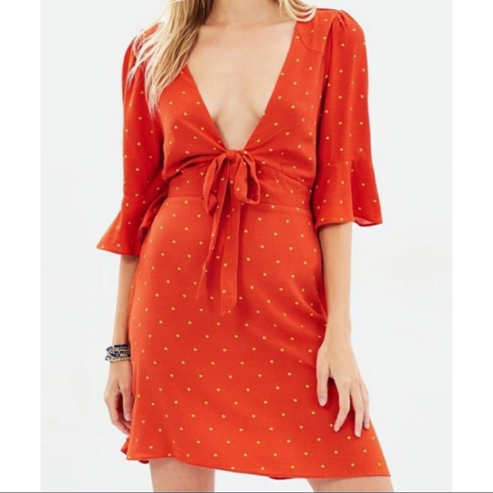 Free People All Yours Orange Flame Combo Dress